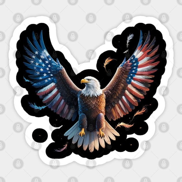 American Flag Bald Eagle Patriotic Eagle 4th of July USA Sticker by Creatifly Graphic Tees